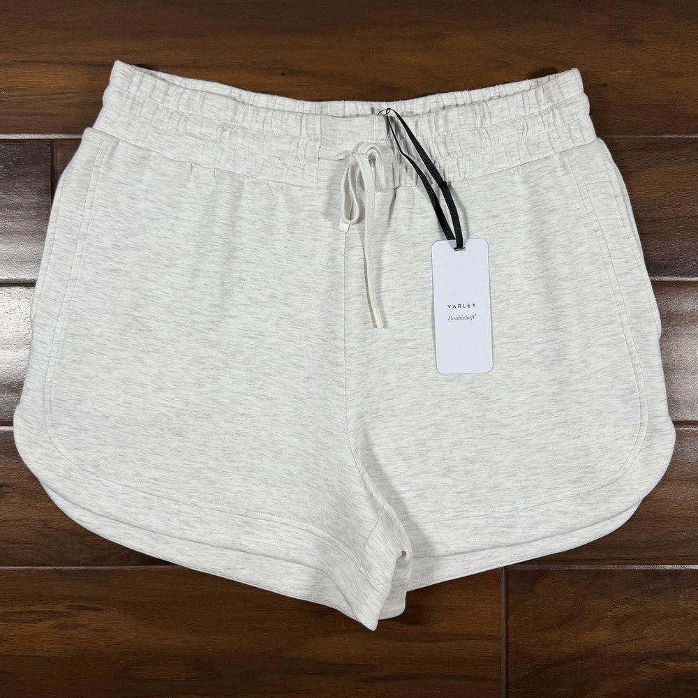 Varley Women's Size XL Ivory Marl Ollie High Rise 3.5" DoubleSoft Pull On Shorts